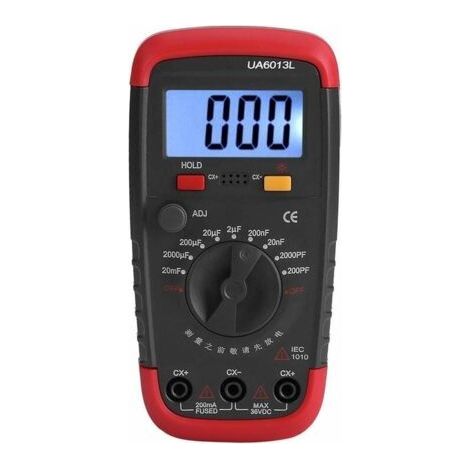 Professionnel Capacimetre, Testeur de numérique condensateur 0,1 pF - 20000uF avec capacimètre avec rétroéclairage LCD et veste de protection Max 1999 (1/5)
