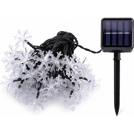 Guirlande Lumineuse LED Solaire Flocons de Neige Blancs, 50 LED, Décoration Jardin et Noël (1/5)