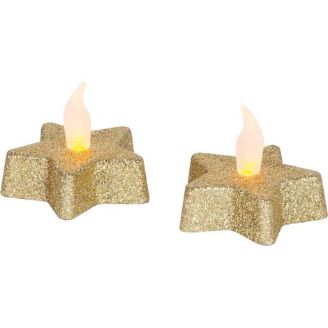 Kerze MagicHome Weihnachten, LED Stern, golden, warmweiß, 5,8x4,8 cm (1/2)