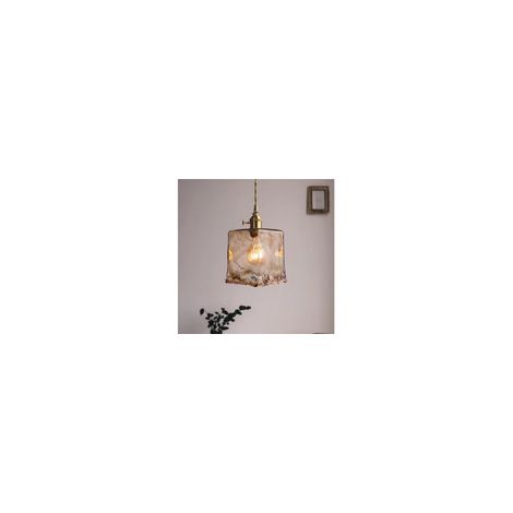 Type D -éclairage à la maison Intérieur e27 lampe à suspension en verre ambré lampe en verre de style vintage-Avec lumière chaude LED 4W (1/4)
