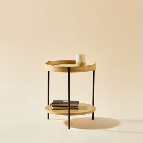 Mesa centro redonda 2 niveles madera y metal 69 cm OKMYHOME (1/5)