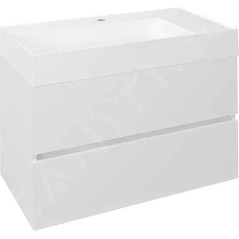 Sapho Odetta - Meuble lavabo, 820x500x435 mm, 2 tiroirs, blanc brillant DT085-3030 (1/5)