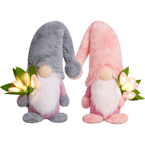 (Nécessite 4 piles AAA) Ensemble de 2 peluches Rudolph en forme de tulipe lumineuse, idéal pour la fête des mères, la Saint-Valentin ou un anniversaire un cadeau parfait pour décorer la maison ou une (1/2)