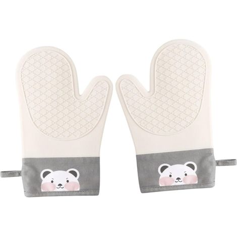 paire de gants blancs épais et isolants en silicone, gants haute température, maniques en silicone, gants de cuisine, gants pour micro-ondes, ensembl (1/5)