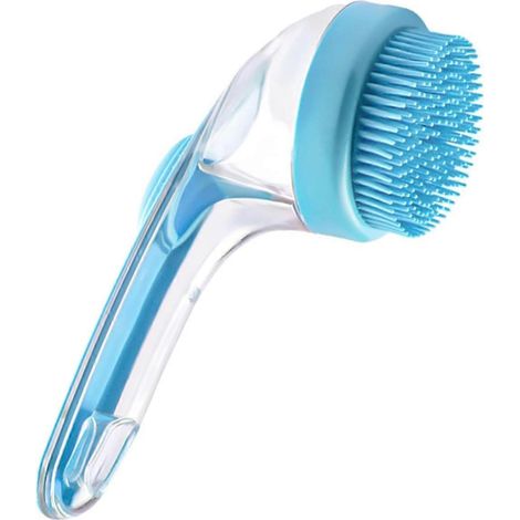 Brosse de bain pour animaux, machine à bulles, brosse de bain 2 en 1 pour chien avec distributeur de shampoing intégré pour le toilettage canin (bleue) (1/5)