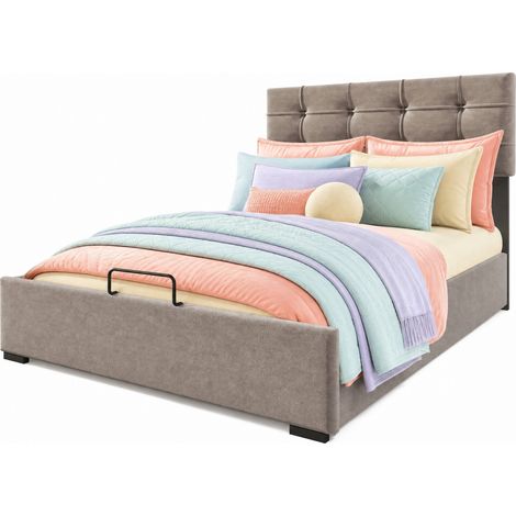 Cama Individual con Arcón 90 x 200 cm de Terciopelo, Cabecero Ajustable y Colchón Incluido, Gris Claro (1/5)
