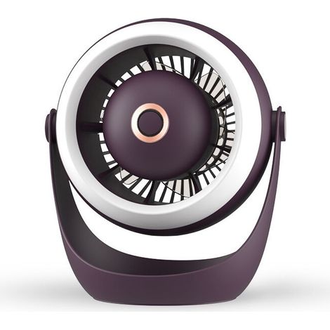 Ventilateur de table rechargeable avec veilleuse et grand espace inférieur, ventilateur de bureau portable (violet) (1/4)