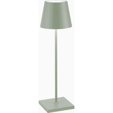 Zafferano Lampada a led da tavolo Poldina Pro Verde Salvia ricaricabile e dimmerabile con batteria fino a 12 ore. Da uso esterno IP65