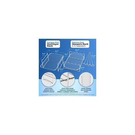 Support pour friteuse à air chaud (lot de 2), grille multicouche pour paniers doubles — (1/4)