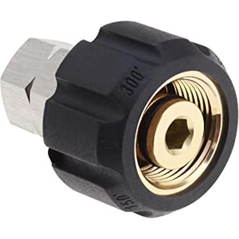 Adaptateur femelle M22 métrique vers femelle 1/4" NPT, métal, raccord rapide pour tuyau de nettoyeur haute pression. (1/5)