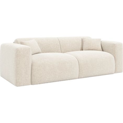 Divano letto 3 posti express in tessuto testurizzato beige Letto 140 cm Materasso 16 cm con memory foam - POGNIA (1/5)