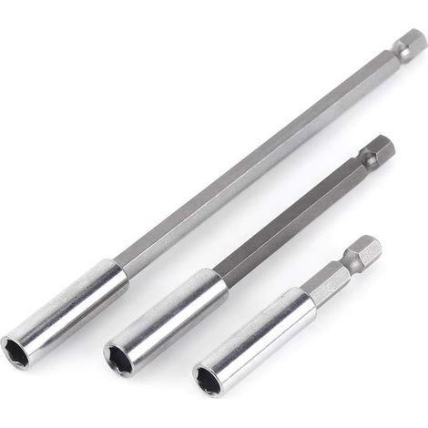 Lot de 3 porte-embouts de visseuse 1/4' – Longueurs 60mm, 100mm, 150mm – Acier au carbone – Hexagonal pour vissage précis (1/5)
