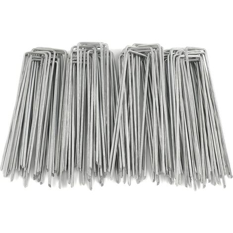 100 Piquets de jardin, Acier galvanisé, 150x25x2,8mm, Pointus, Pour paillis, Tente, Clôture (1/5)