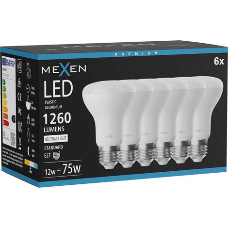 Mexen Nova 6x Ampoule LED E27, R63, 12W, Neutre - 4000K, 1260 lm - L104-E27-1240-01x06 (1/5)