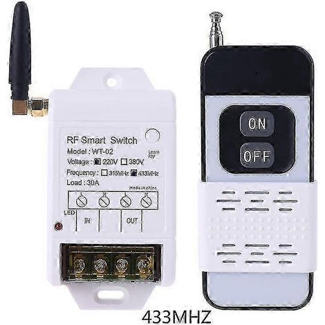 Interrupteur de commande à distance pour garage, bande de fréquence 315 MHz/433 MHz, portée de 2000 mètres, avec relais 30 A. (1/5)