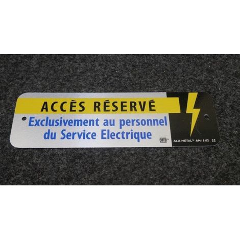 Plaque aluminium 200x60mm siglée "ACCES RESERVE" (à l'unité) CATU