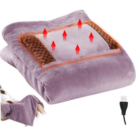 Couverture Chauffante USB, 60 x 80cm,Couverture Électrique, Couvertures Plaid Chauffant, Portable,Lavable en Machine rose (1/5)