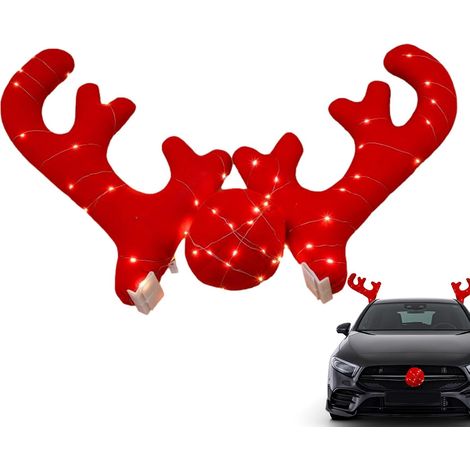 Bois de Voiture pour Noël,Décorations de Voiture de Noël extérieures Costume de Camion de de noël, Ensemble Cadeau de noël, décoration de Renne, Bois pour Camion SUV véhicule (1/5)