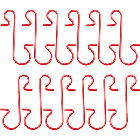 100 Pieces Christmas Ball Hooks, Christmas Ornament Hooks S-Shaped Hanger for Christmas Tree Decoration (Red) (1/5)