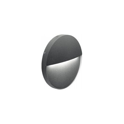 Runde Aluminiumguss-Wandleuchte mit satiniertem Diffusor - 6W, 680 Lumen - Warmweißes Licht, Graphit (1/2)