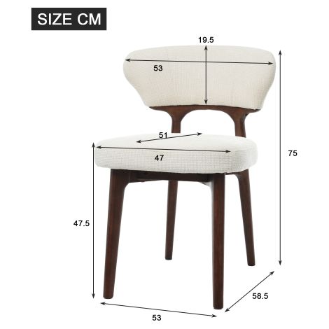 Chaises de salle à manger en bois massif (Lot de 2) — Confortables et respirantes  Idéales pour salles à manger, salons et cafés  Style moderne  Tissu chenille — Beige clair (1/4)