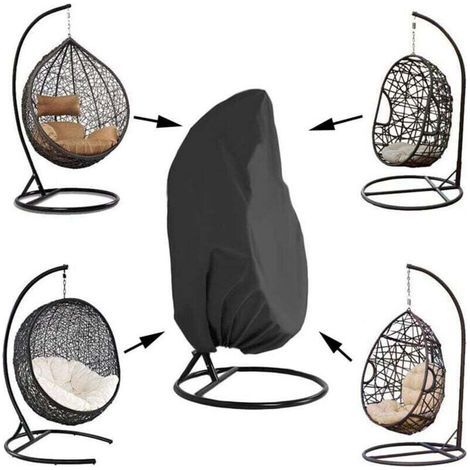 Schutzhülle für Hängesessel aus Rattan, wasserdichte Schutzhülle für Eiersessel, staub- und wasserdicht – 190 x 115 cm, Schwarz – RWJardin / Gartenmöbel / Schutzhüllen (1/5)