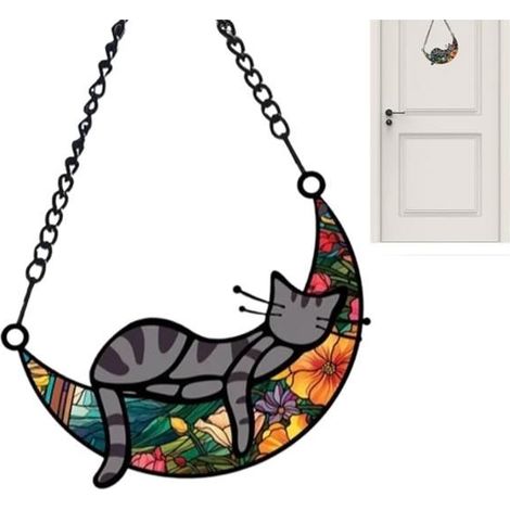 Acryl-Katzen-Sonnenfänger, Buntglas-Sonnenfänger, Sommer-Hängedekoration, Baum-Sonnenfänger, Fensterdekoration (1/5)