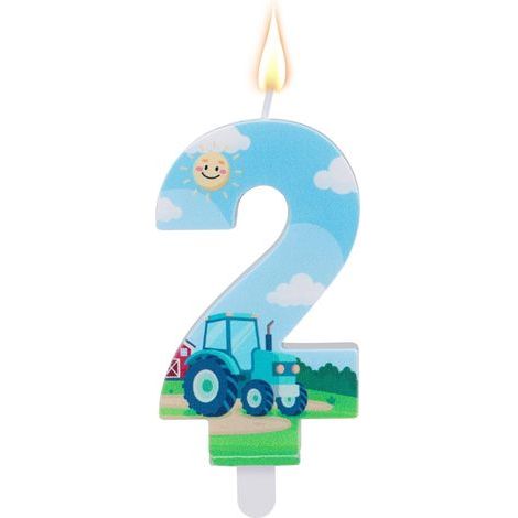 Ferme Tracteur Anniversaire Nombre Bougie, Tracteur Thème Gâteau Cime pour Garçons & Filles Anniversaire et Thème Fête Cadeaux & Décoration Fournitures (Nombre 2) (1/5)