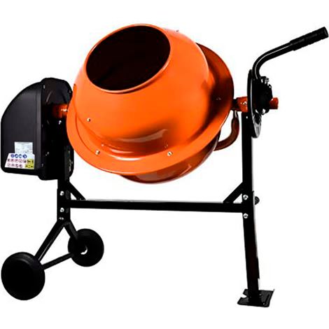 Betoniera Elettrica 70 Litri 220 Watt Impastatrice Miscelatore Cemento Con 2 Ruote E Certificazione CE Telaio In Acciaio Per Malta Calcestruzzo 30 Giri Al Minuto Colore Arancione