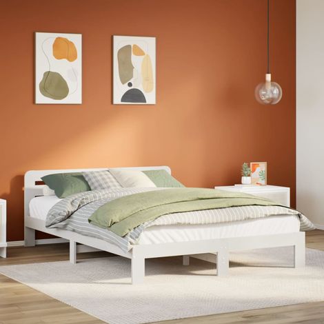 Massivholzbett ohne Matratze Weiß 160x200 Kiefernholz vidaXL (1/5)