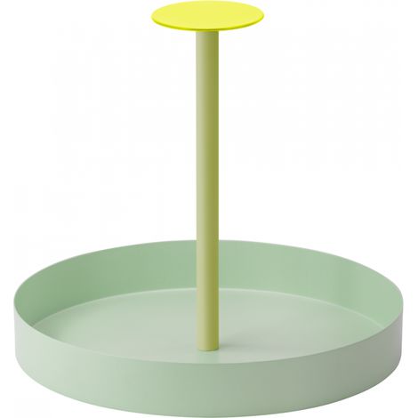 Plateau et poignée en métal diam28cm Remember Vert Rectangle (1/5)