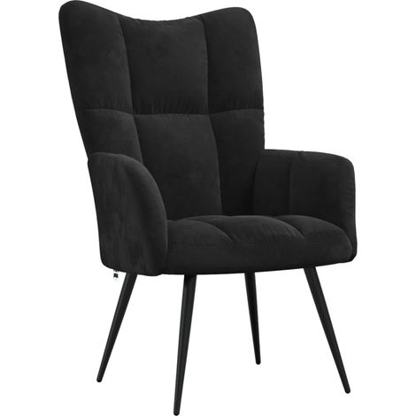 Chaise de relaxation Fauteuil relax - Noir Velours BonneVie-47600 (1/5)