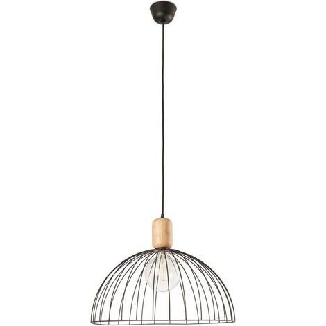 Leds-C4 Contrast - Suspension Plafonnier Cage Bois Clair Noir Mat 1x E27 48.7cm (1/3)