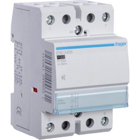 Contacteur Silencieux 40A 2 Contacts à fermeture Bobine 24V HAGER ESD240S (1/2)