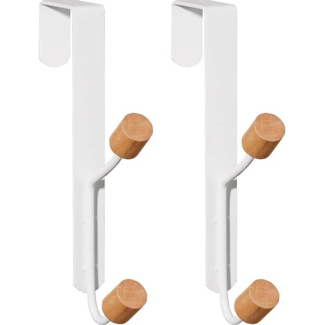 Ensemble de 2 crochets de porte, patères doubles, métal robuste et bois