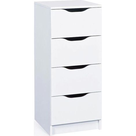 Paris Prix – Chiffonnier 4 tiroirs blanc 41x40x89 cm – Panneaux de particules – Glissières métalliques – Montage facile (1/5)