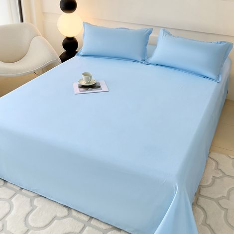 3-teiliges Bettwäsche-Set aus weicher Baumwolle – Minimalistischer Instagram-Stil, einfarbig Himmelblau – Bettbezug 220x230 cm + 2 Kissenbezüge – Bequeme Bettwäsche für Schlafzimmer und Wohnheim-lsw
