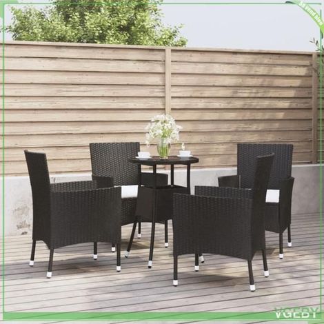 Ensemble de bistro de jardin - FAFEICY - 3187415 - Noir - 1 table + 4 chaises - Coussins rembourrés (1/5)
