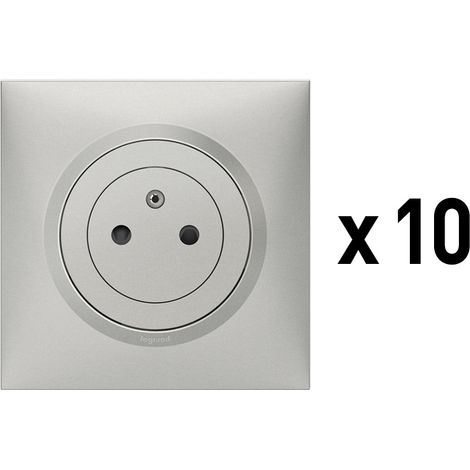 Legrand – Lot de 10 prises de courant 2P+T Surface Dooxie 16A – Aluminium – Connexion rapide sans outil – Socle rétractable anti-poussière (1/4)