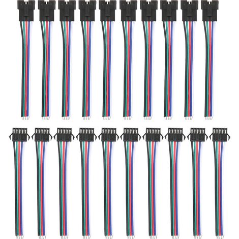Connecteur Fil 12v 5 Broches Mâle Femelle Pour Bande Led Étanche Kit De 10 Paires (1/5)