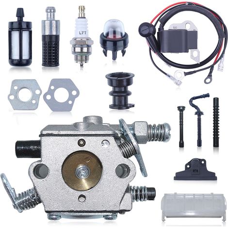 Carburateur MS250 pour Stihl 021 023 025 MS210 MS230 MS250 Tronçonneuse avec filtre à air 1123 160 1650, bobine d'allumage, ligne de carburant Kit de réglage Remplace pour Walbro WT286 (1/5)