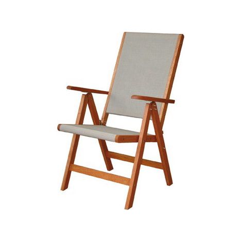 Silla plegable de madera Meranti y tela Batilyne Gengis Kan para exteriores