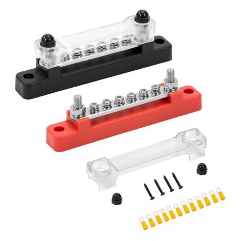 2 Pièces Barre De Distribution 150A DC 12V-48V Avec Couvercle Protection Et Vis M4 Pour Voiture Bateau (1/5)