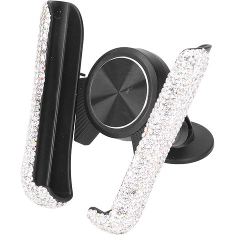 Support téléphone voiture Bling, support ajustable universel pour femme, blanc, fixation smartphone auto (1/5)