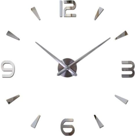 Horloge murale 3D grand format à monter soi-même, cadre à quartz silencieux avec autocollants numériques pour la décoration de la chambre (1/4)