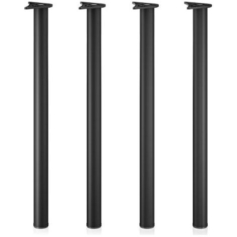 Lot de 4X Pied de Table V1-60 x 60 x 870 mm/Ø 60 mm - en Acier Inoxydable - Couleur Noire - Piètement Support de Bureau Réglable pour Plan de Travail Salle à Manger (1/5)