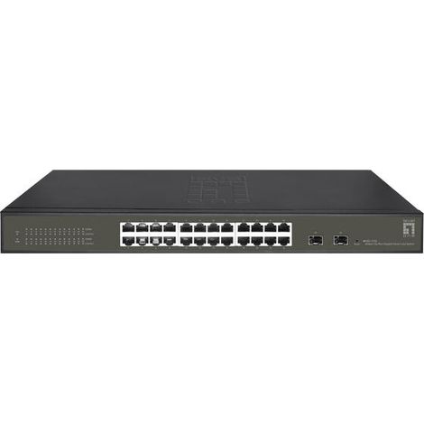 HUB Switch puertos 24 x Gigabit RJ45, 2 x Gigabit SFP LEVELONE GE (1/4)