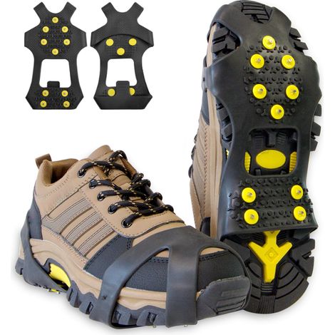 Crampones para hielo, antideslizantes para zapatos y botas. Crampones antideslizantes con 10 puntas de acero. Evitan resbalones durante actividades al aire libre. Talla mediana (4.5-6.5 para hombres/6 (1/5)
