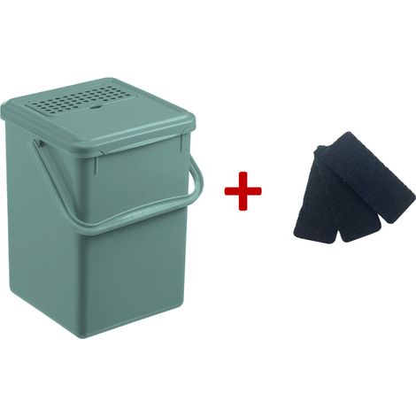 Rotho Komposteimer 9 L mit Aktivkohle Biomüll Abfalleimer inkl. 3 Ersatzfilter (1/3)