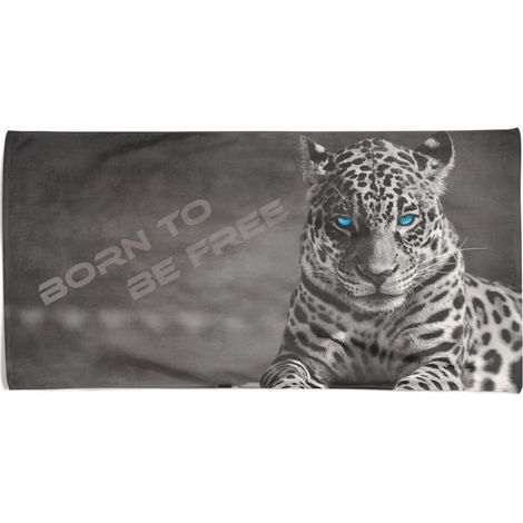 TELO MARE in spugna Leopardo BORN to BE FREE misura grande cm. 90 X 170 (1/5)